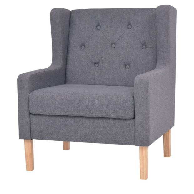 The Living Store Bankenset - Comfort - 2-zitsbank en fauteuil - grijs - massief houten frame - polyesterstof