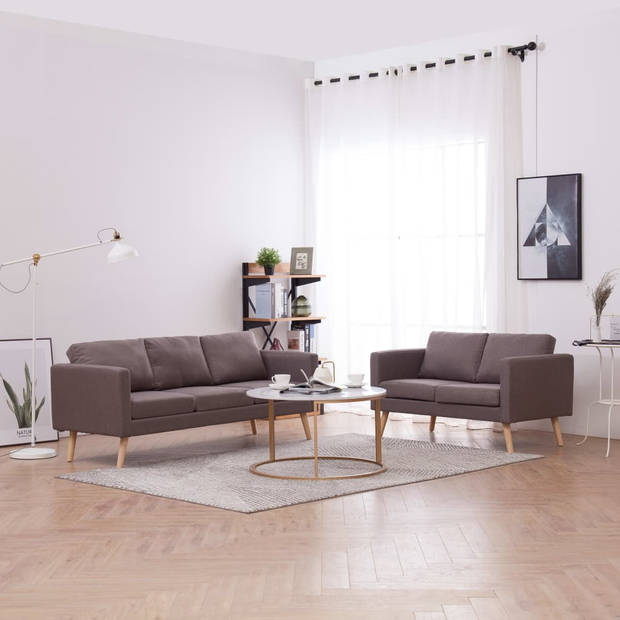 The Living Store Bankstel Montpellier - Stof - 2-zitsbank 116x70x73cm - 3-zitsbank 168x70x73cm - Taupe