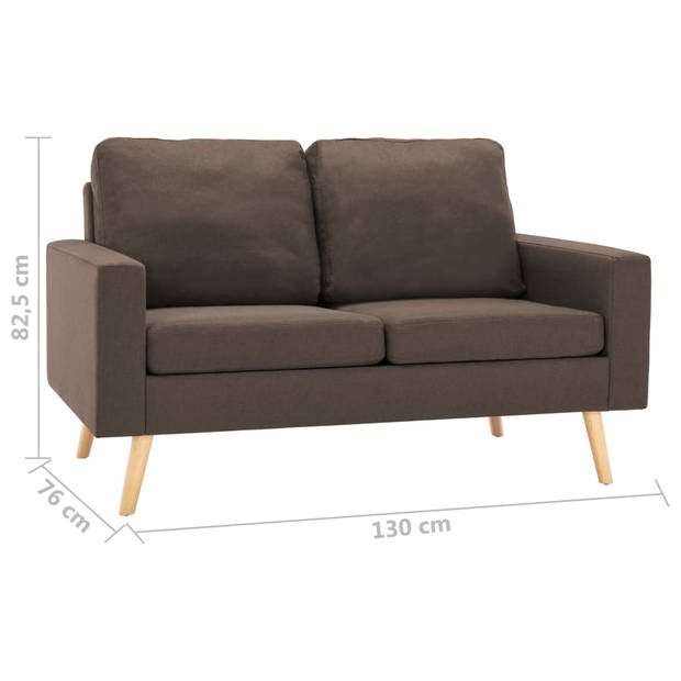 The Living Store Tweezitsbank - Bruin - Stof - 130 x 76 x 82.5 cm - Comfortabele ontspanningsplek