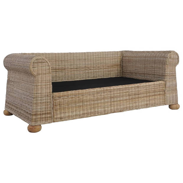 The Living Store Rattan loungebank - Naturel/Crèmewit - 100x78x67cm - Verwijderbare kussenhoezen