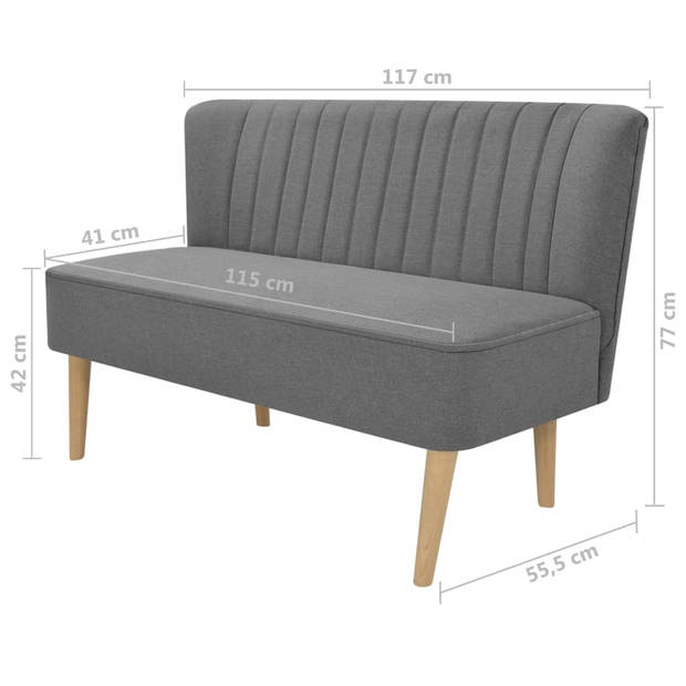 The Living Store Tweezitsbank - Lichtgrijs - 117 x 55.5 x 77 cm - Slijtvaste stoffen bekleding