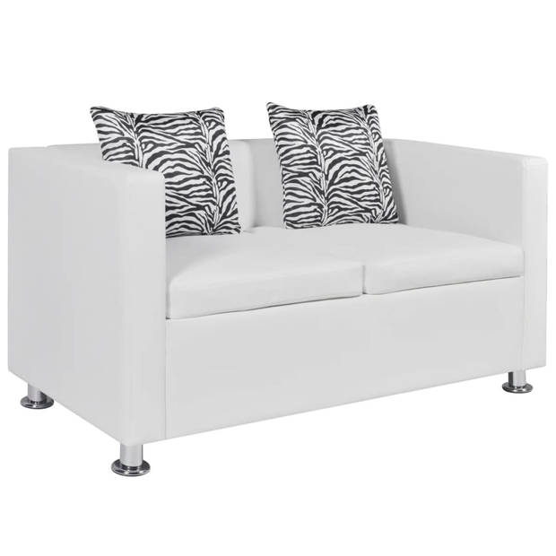 The Living Store Tweezitsbank - Kunstleer - Wit - 120 x 62.5 x 63 cm - Trendy en comfortabel