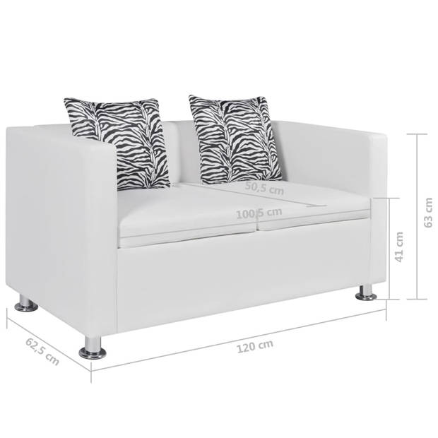 The Living Store Tweezitsbank - Kunstleer - Wit - 120 x 62.5 x 63 cm - Trendy en comfortabel