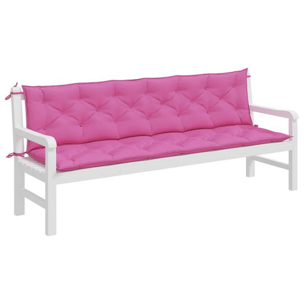 The Living Store Tuinbankkussens - roze - 200x50x7 cm - polyester