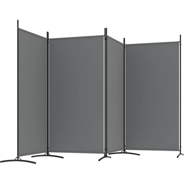 The Living Store kamerscherm Antraciet - Vouwbaar - 346 x 180 cm (B x H) - 4 panelen