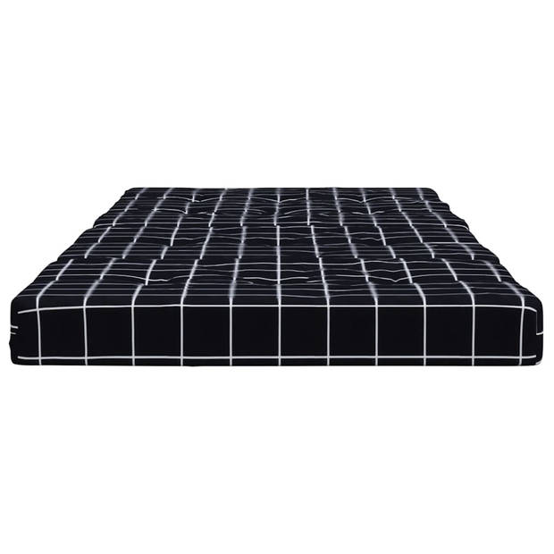 The Living Store Terrasstoelkussens - Oxford stof - 180 x 55 x 7 cm - met zwart ruitpatroon
