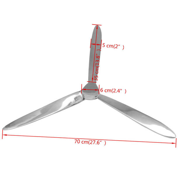 vidaXL Propeller voor aan de muur 70 cm aluminium zilver