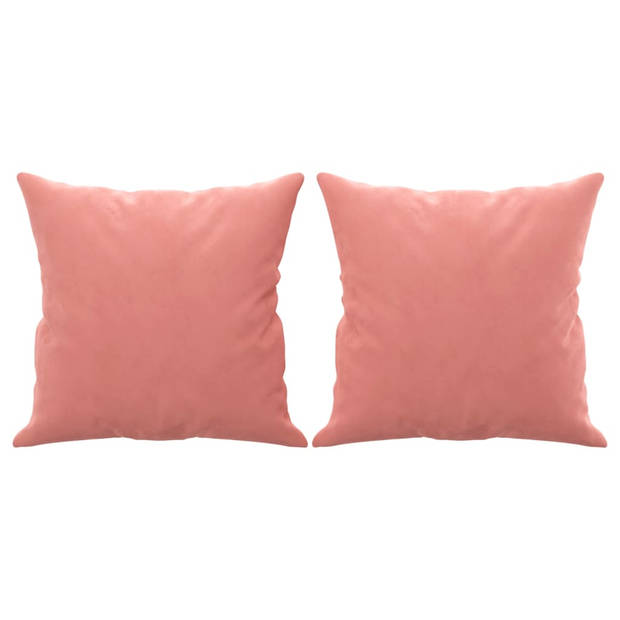 The Living Store Sierkussens - Fluweel - Met inzetstukken - Praktische bankkussens - Roze - 40 x 40 cm - 2 stuks