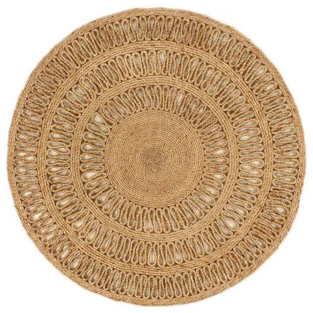 The Living Store Gevlochten Jute Tapijt - 90 cm - 2700 g/m² - Natuurlijke Jute Toon