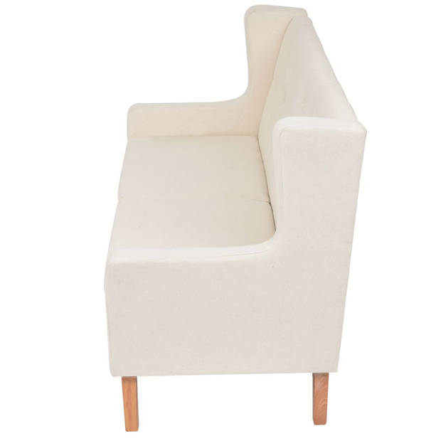 The Living Store Bankenset - - Fauteuil en 2-zitsbank - Crèmewit - Houten frame - Polyester 100%