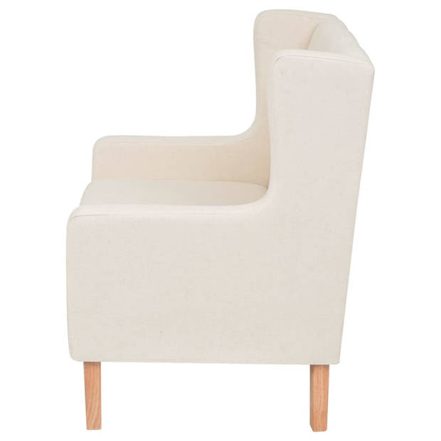 The Living Store Bankenset - - Fauteuil en 2-zitsbank - Crèmewit - Houten frame - Polyester 100%