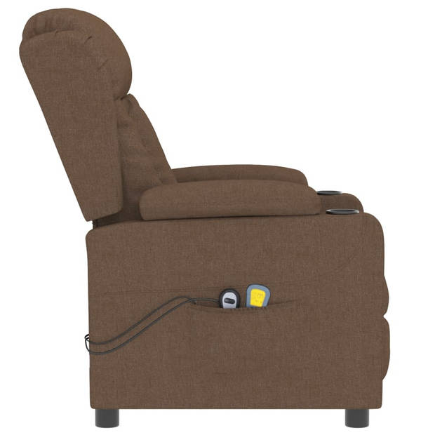 The Living Store Massagefauteuil - Elektrisch - 6-punts trillingsmassage - Bruin - 72.5 x 136.5 x 81 cm