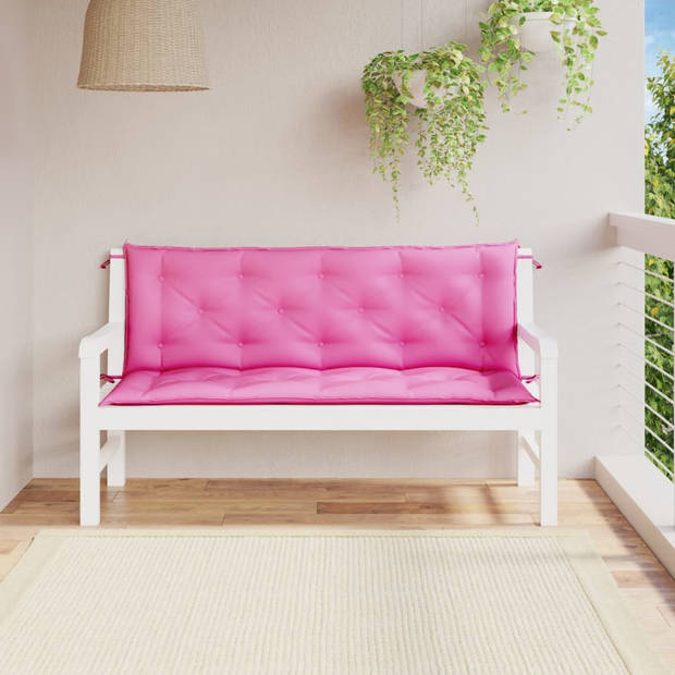 vidaXL Tuinbankkussens 2 st 150x50x7 cm stof roze