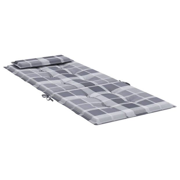 The Living Store Stoelkussen Set met hoge rug - Oxford stof - 120 x 50 x 3 cm - Grijs ruitpatroon