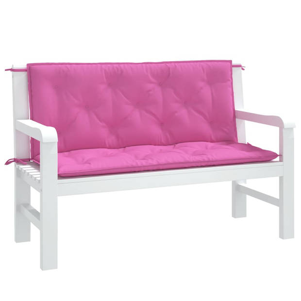 vidaXL Tuinbankkussens 2 st 120x50x7 cm stof roze