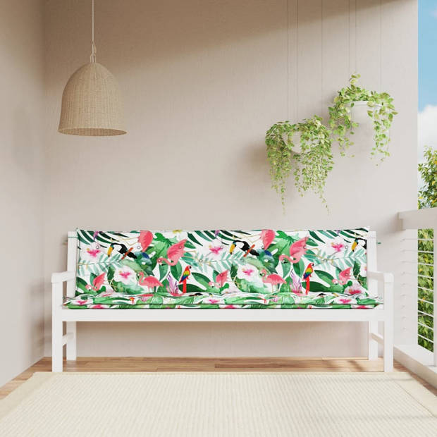 The Living Store tuinbankkussens - 200x50x7 cm - waterafstotend - polyester - holle vezel - inclusief 4 sets touwtjes