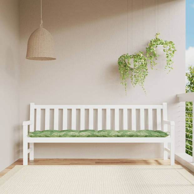 The Living Store Tuinbankkussen - Polyester - 200x50x7 cm - Met bladpatroon