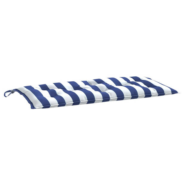 vidaXL Tuinbankkussens 2 st gestreept 100x50x7 cm stof wit en blauw