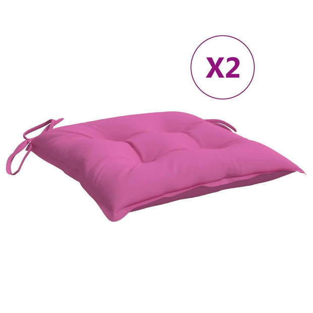 The Living Store Stoelkussens - Polyester - 40x40x7 cm - Roze