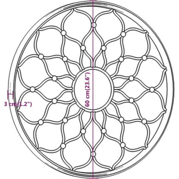 The Living Store Decoratieve Ronde Spiegel - Zwarte IJzeren Frame 60 x 3 cm