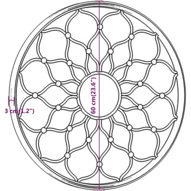 The Living Store Tuinspiegel rond 60x3 cm ijzer zwart - Spiegel