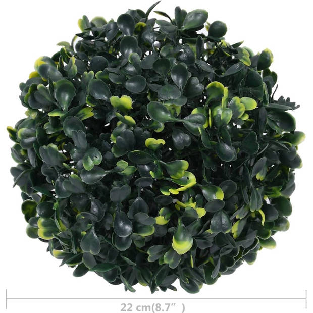 The Living Store Kunstbuxusbollen - Set van 2 - Groen - 22 cm - Polyethyleen