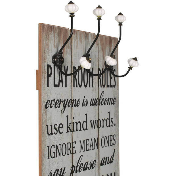 The Living Store Kapstok Vintage Play Room Rules - 40x120cm - MDF en metaal