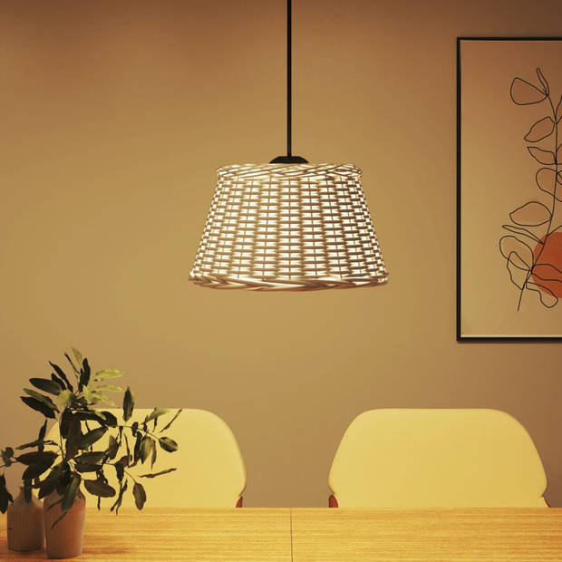 The Living Store Plafondlampkap - Natuurlijk wicker - 50 x 30 cm - Wit - Geschikt voor E27 peertjes