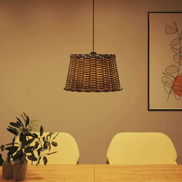 The Living Store Hanglamp Rieten Plafondlamp - 45 x 28 cm - Bruin Wicker/IJzer