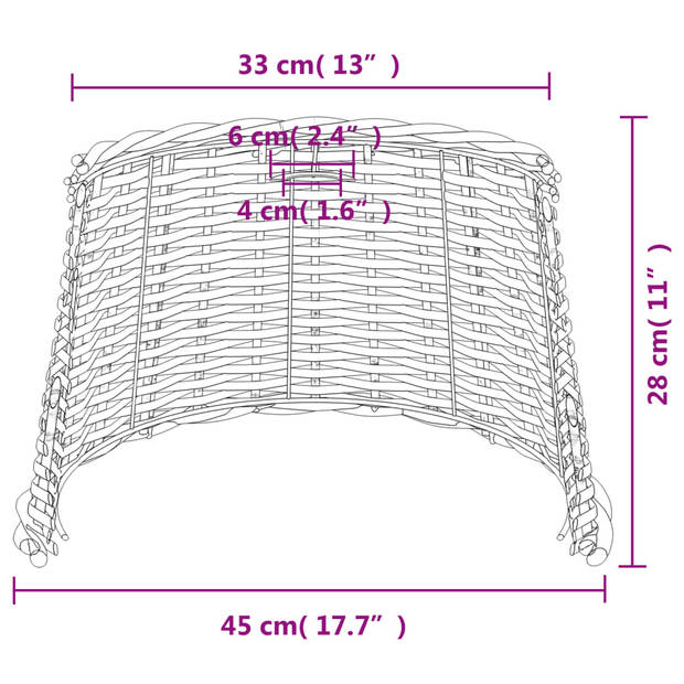 The Living Store Lampenkap Wicker - Ø45 x 28 cm - Wit - E27