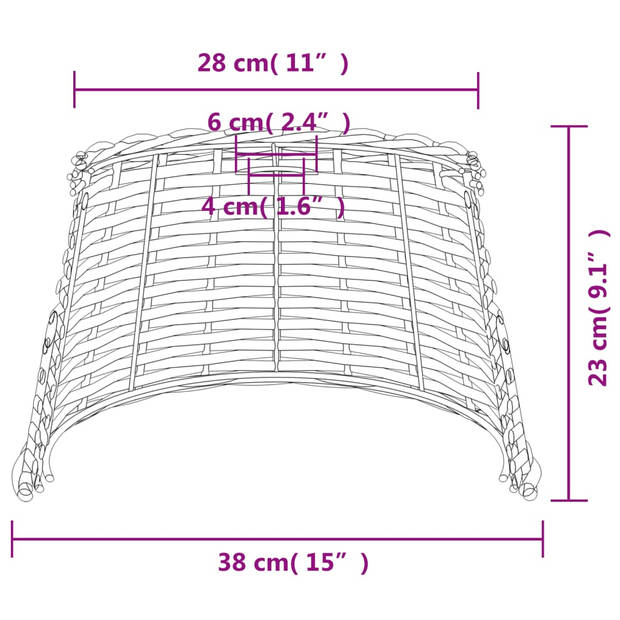 vidaXL Plafondlampenkap Ø38x23 cm wicker bruin