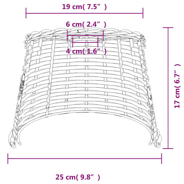 vidaXL Plafondlampenkap Ø25x17 cm wicker wit