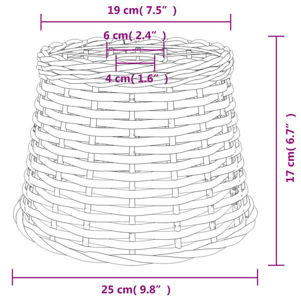 The Living Store Wicker Lampenkap - Ø25 x 17 cm - Bruin - Multifunctioneel