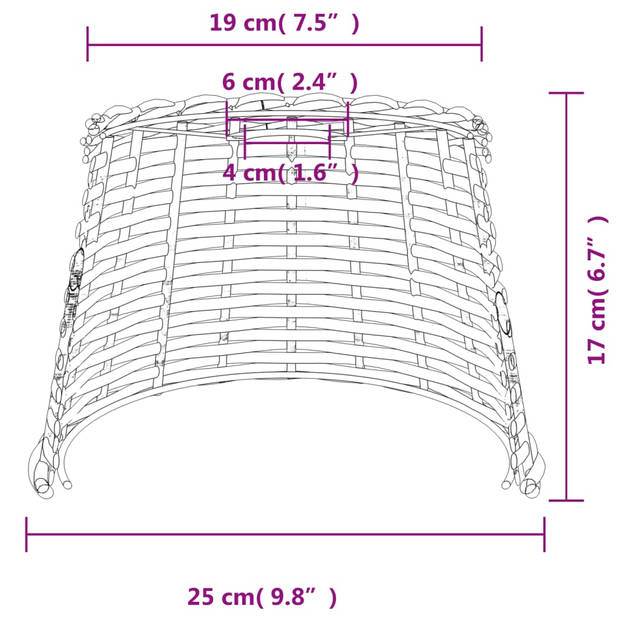 The Living Store Hanglamp - Rieten plafondlampkap - 25 x 17 cm - Geschikt voor E27 peertjes