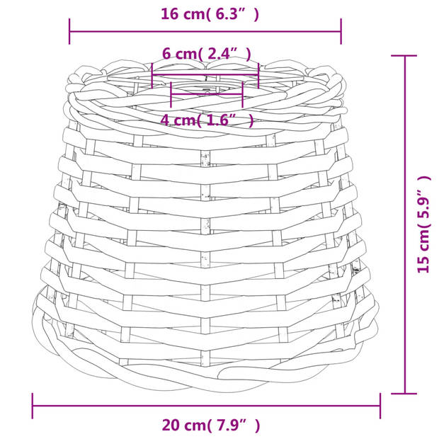 The Living Store Wicker Lampenkap - Ø20 x 15 cm - Bruin