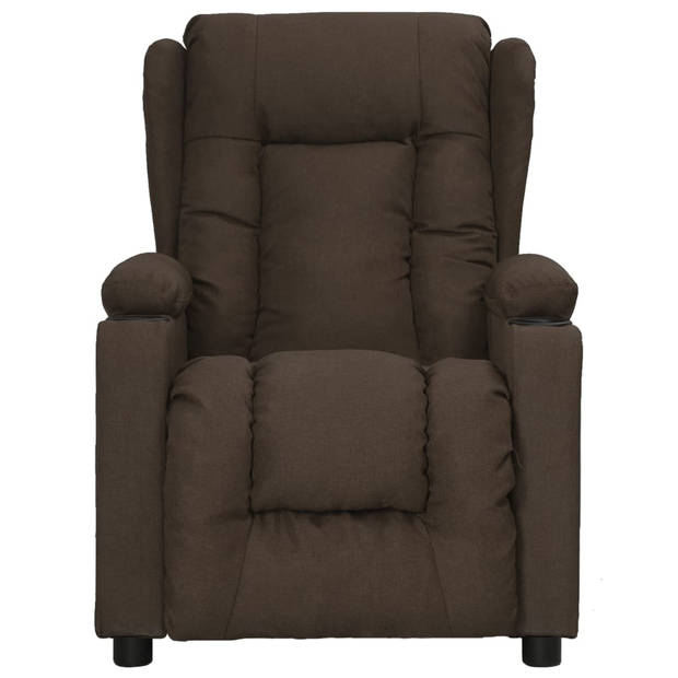 The Living Store Verstelbare Fauteuil - donkerbruin - 72.5 x 96 x 99.5 cm - met bekerhouders