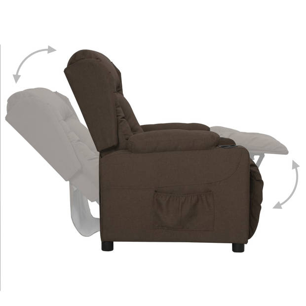 The Living Store Verstelbare Fauteuil - donkerbruin - 72.5 x 96 x 99.5 cm - met bekerhouders