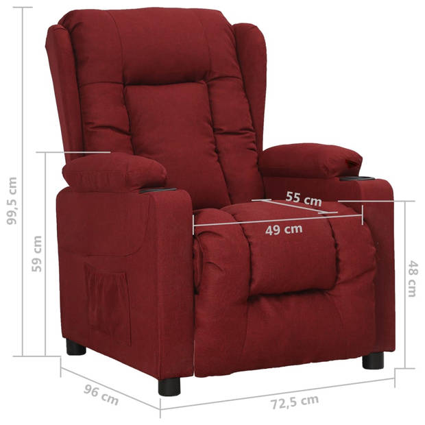 The Living Store verstelbare fauteuil - Luxe - Stoel - Afmeting- 72.5 x 96 x 99.5 cm - Ken- 2 bekerhouders