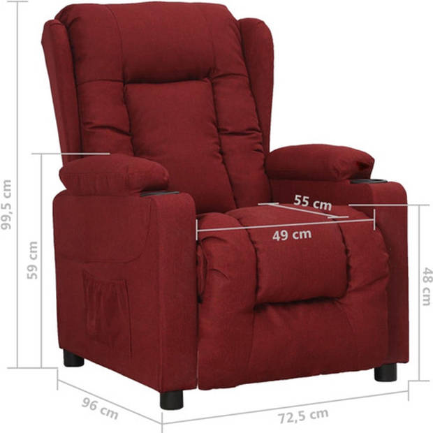 The Living Store verstelbare fauteuil - Luxe - Stoel - Afmeting- 72.5 x 96 x 99.5 cm - Ken- 2 bekerhouders