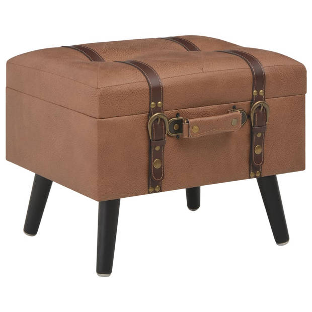 The Living Store Hocker - Kunstleer - 40x33x33cm - Met opbergruimte