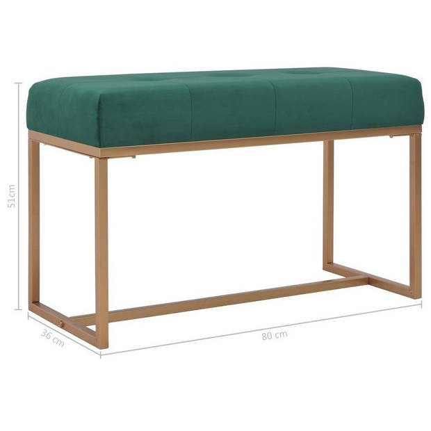 The Living Store Halbank Fluweel - Groen - 80 x 36 x 45 cm