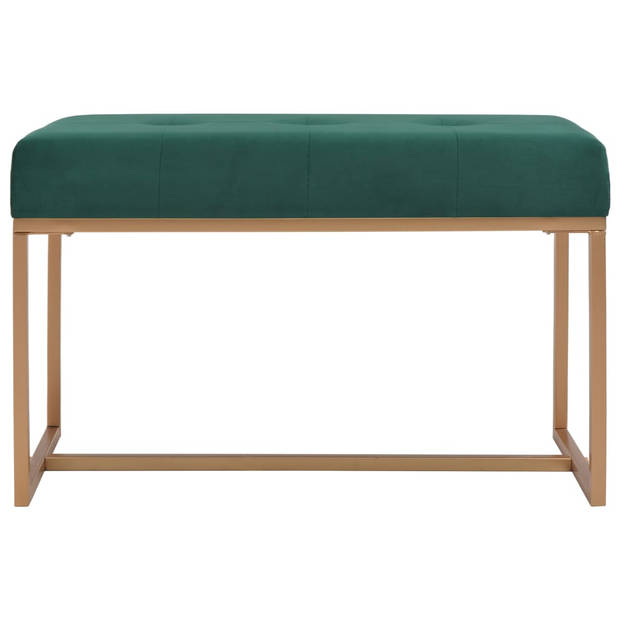 The Living Store Halbank Fluweel - Groen - 80 x 36 x 45 cm