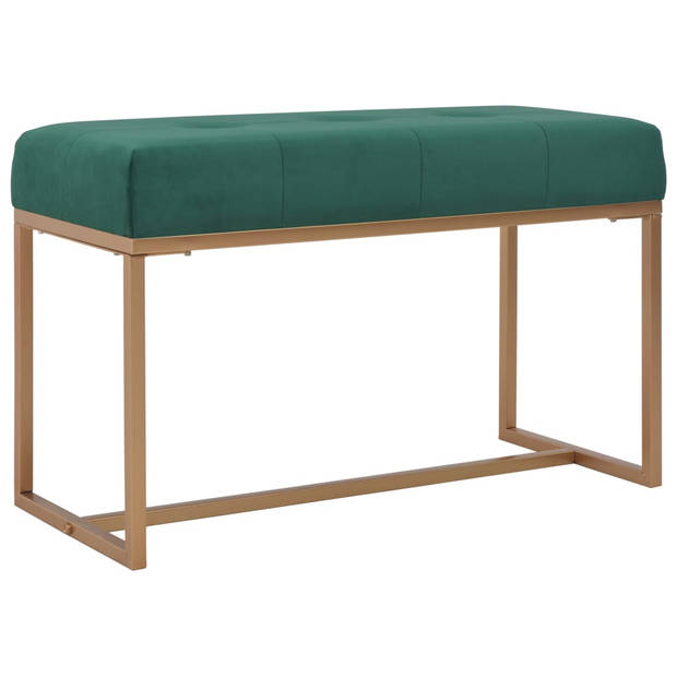 The Living Store Halbank Fluweel - Groen - 80 x 36 x 45 cm