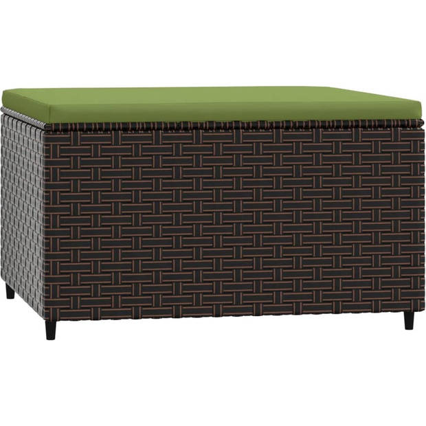 The Living Store Voetenbanken - Bruin - 55 x 55 x 31 cm - Weerbestendig PE-rattan - Comfortabel zitkussen - Inclusief