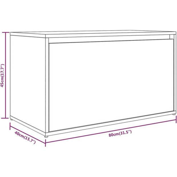 The Living Store Halbank - Hout - Opbergbankje 80x40x45cm - Grijs Sonoma Eiken materiaal met Montage vereist