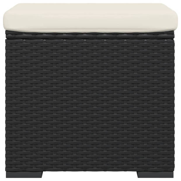 The Living Store Hocker - PE Rattan - 40x30x40 cm - Zwart