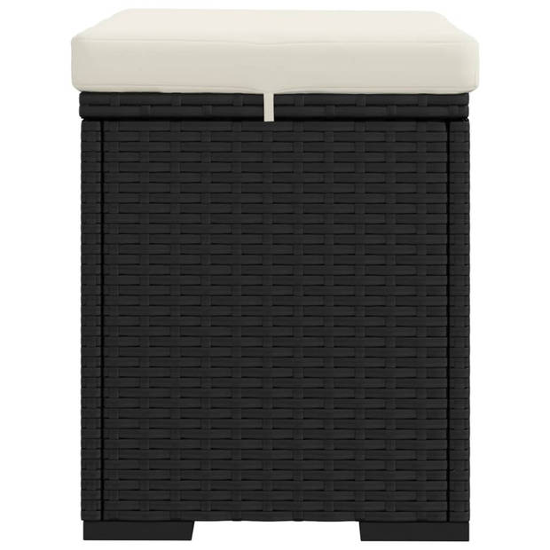 The Living Store Hocker - PE Rattan - 40x30x40 cm - Zwart