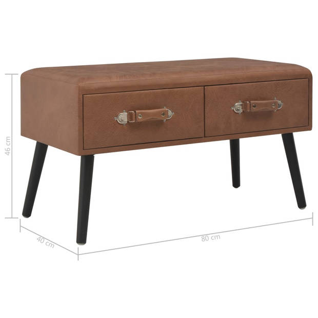 The Living Store Bank met lades 80 cm kunstleer donkerbruin - Hocker