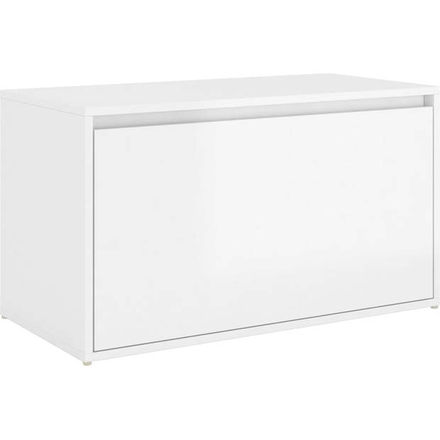 The Living Store Opbergbank - hoogglans wit - spaanplaat - 80 x 40 x 45 cm - duurzaam en praktisch