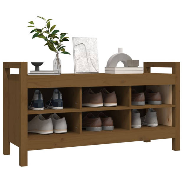 The Living Store Halbank Massief Grenenhout - Gangmeubel 110x40x60 cm - Honingbruin